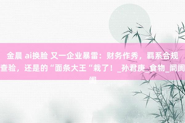 金晨 ai换脸 又一企业暴雷：财务作秀，羁系合规查验，还是的“面条大王“栽了！_孙君庚_食物_阛阓